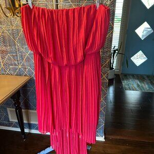 NWT BCBGeneration Strapless Pleated High Low Dress Size L